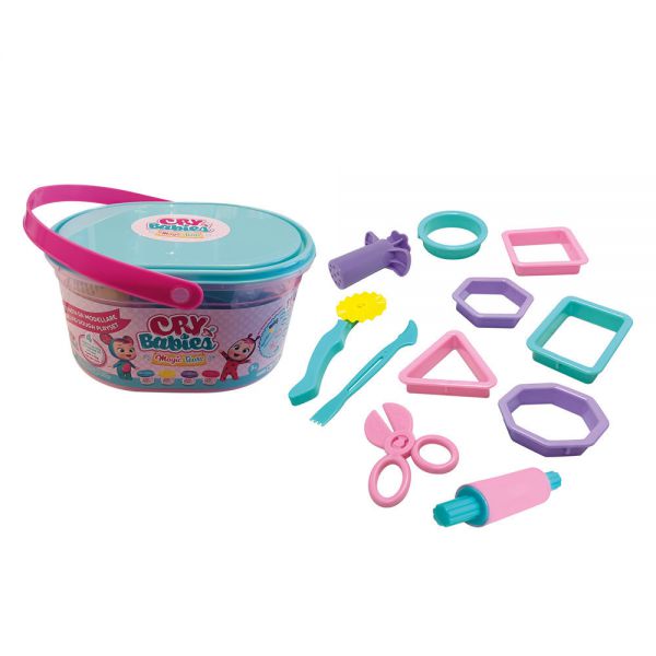Cry Babies - Modeling clay bucket with 4 jars of 112 gr. and 11 accessories